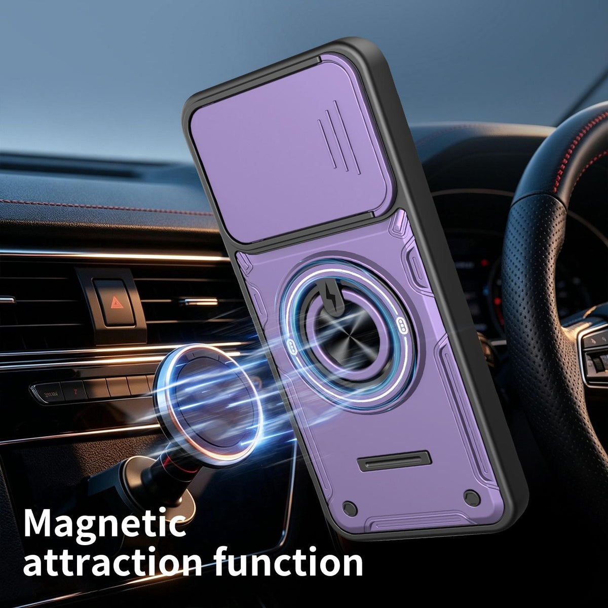 For Tecno Spark Go 2 / Pop 10 Multifunctional Sliding Camshield Ring Holder Phone Case - Black - EDA009722304C