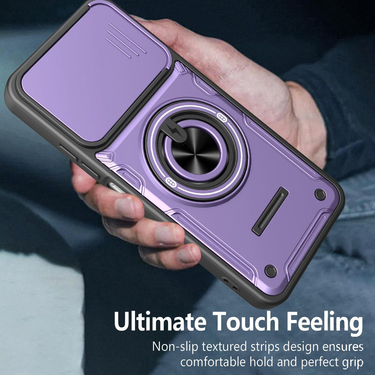 For Tecno Spark Go 2 / Pop 10 Multifunctional Sliding Camshield Ring Holder Phone Case - Black - EDA009722304C