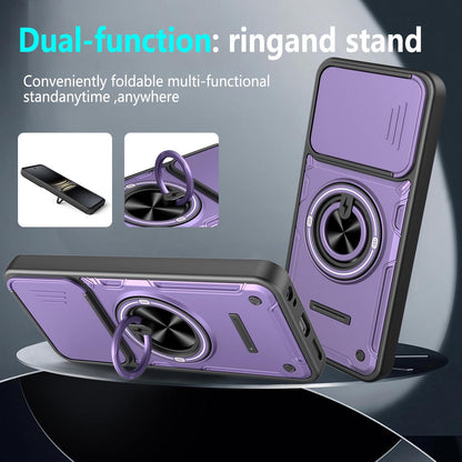 For Tecno Spark Go 2 / Pop 10 Multifunctional Sliding Camshield Ring Holder Phone Case - Black - EDA009722304C