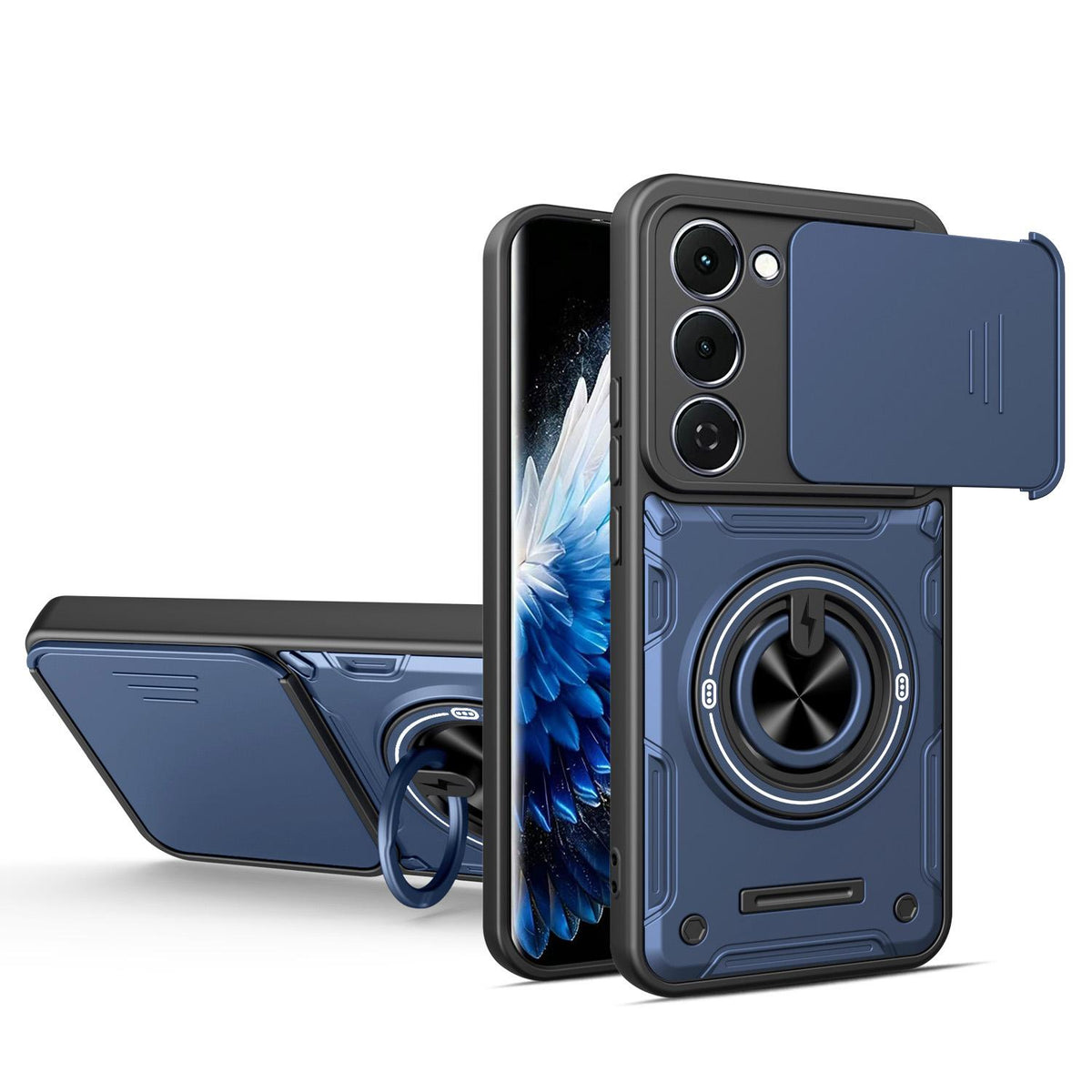For Tecno Spark 40 Pro+ 4G Multifunctional Sliding Camshield Ring Holder Phone Case - Blue - EDA009722305B
