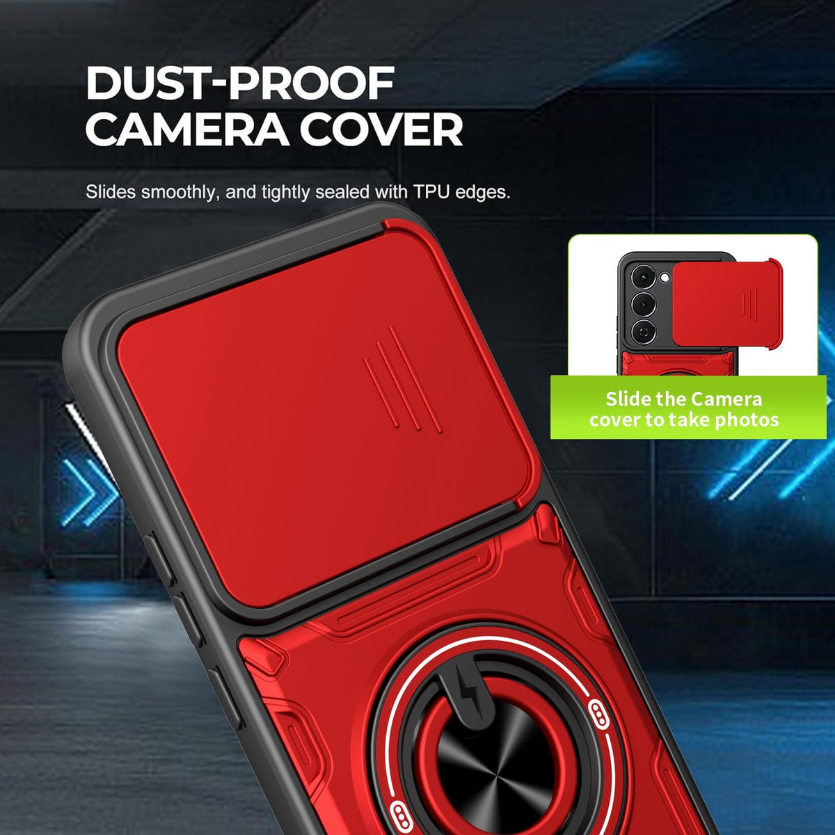 For Tecno Spark 40 Pro+ 4G Multifunctional Sliding Camshield Ring Holder Phone Case - Blue - EDA009722305B