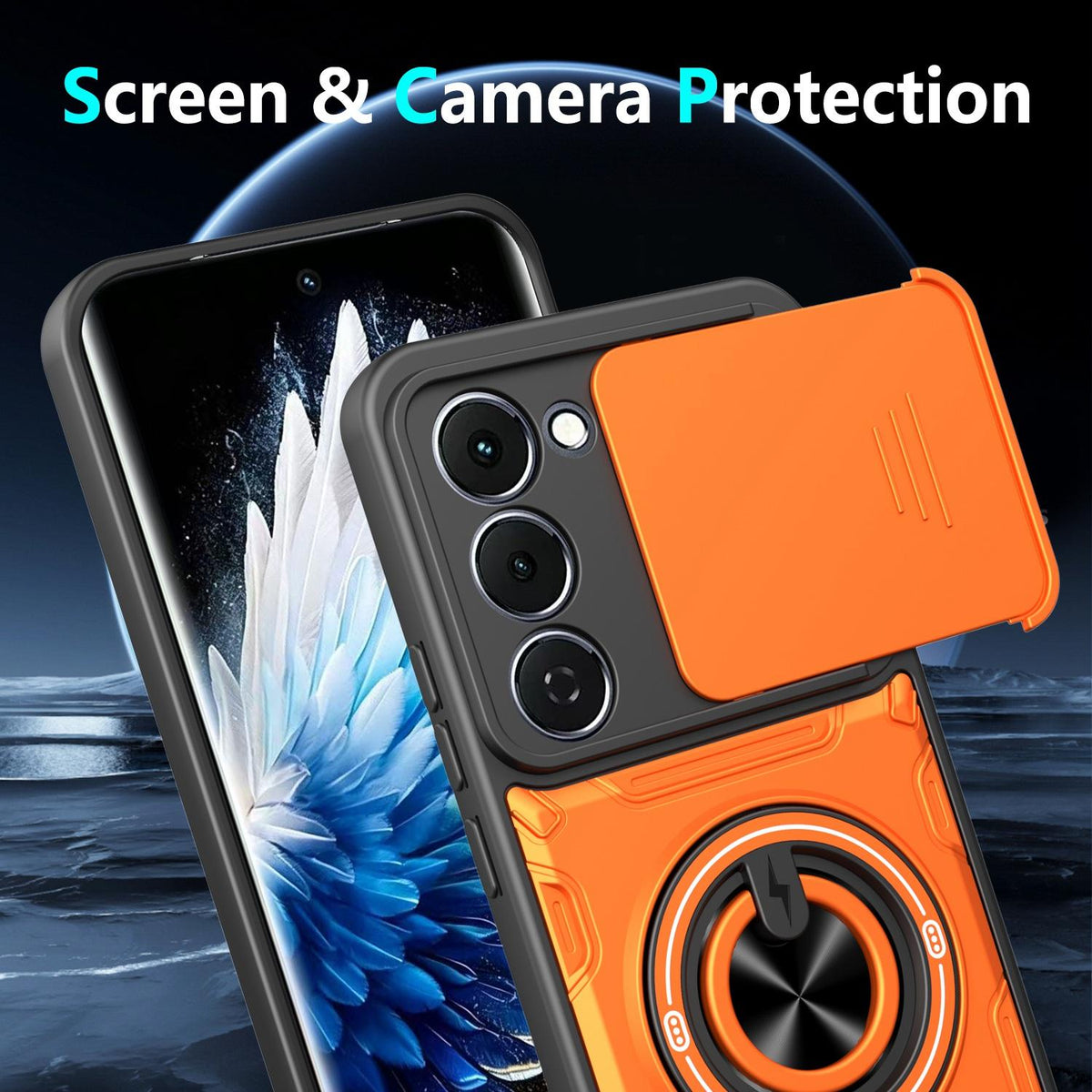 For Tecno Spark 40 Pro+ 4G Multifunctional Sliding Camshield Ring Holder Phone Case - Blue - EDA009722305B