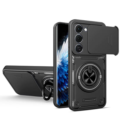 For Tecno Spark 40 Pro+ 4G Multifunctional Sliding Camshield Ring Holder Phone Case - Black - EDA009722305C