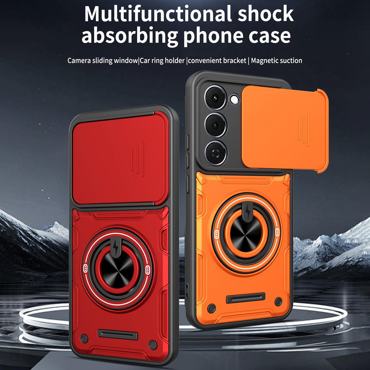 For Tecno Spark 40 Pro+ 4G Multifunctional Sliding Camshield Ring Holder Phone Case - Black - EDA009722305C