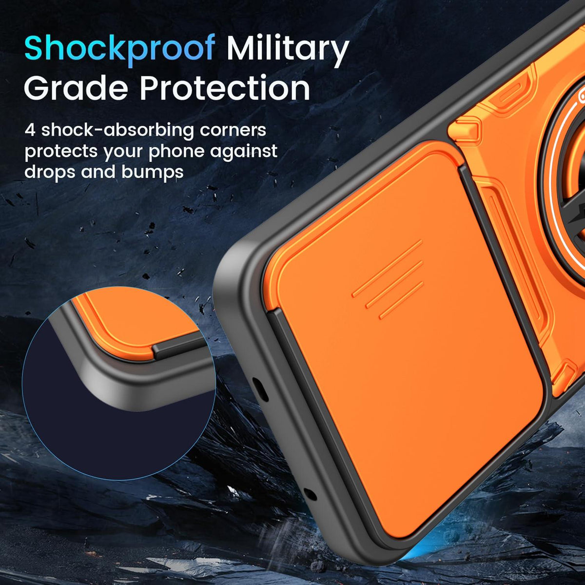For Tecno Spark 40 Pro+ 4G Multifunctional Sliding Camshield Ring Holder Phone Case - Black - EDA009722305C
