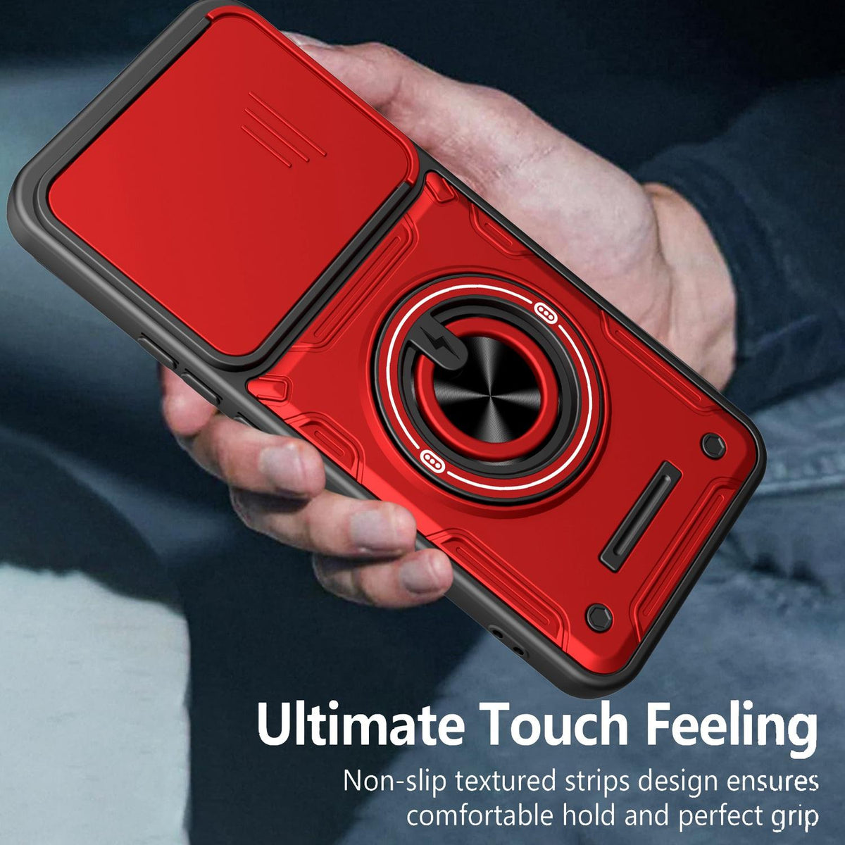 For Tecno Spark 40 Pro+ 4G Multifunctional Sliding Camshield Ring Holder Phone Case - Red - EDA009722305D
