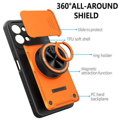 For Tecno Spark Go 3 / Pop 20 4G Multifunctional Sliding Camshield Ring Holder Phone Case - Blue - EDA009722306B
