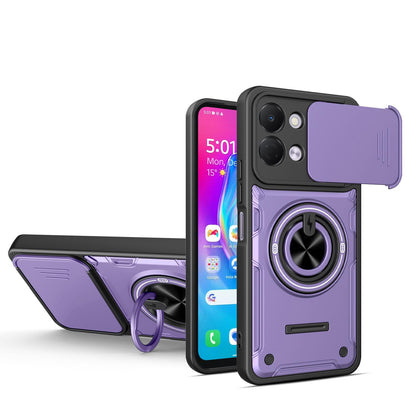 For Tecno Spark Go 3 / Pop 20 4G Multifunctional Sliding Camshield Ring Holder Phone Case - Purple - EDA009722306E