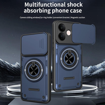 For vivo V60 Lite 4G / 5G Multifunctional Sliding Camshield Ring Holder Phone Case - Orange - EDA009722401A