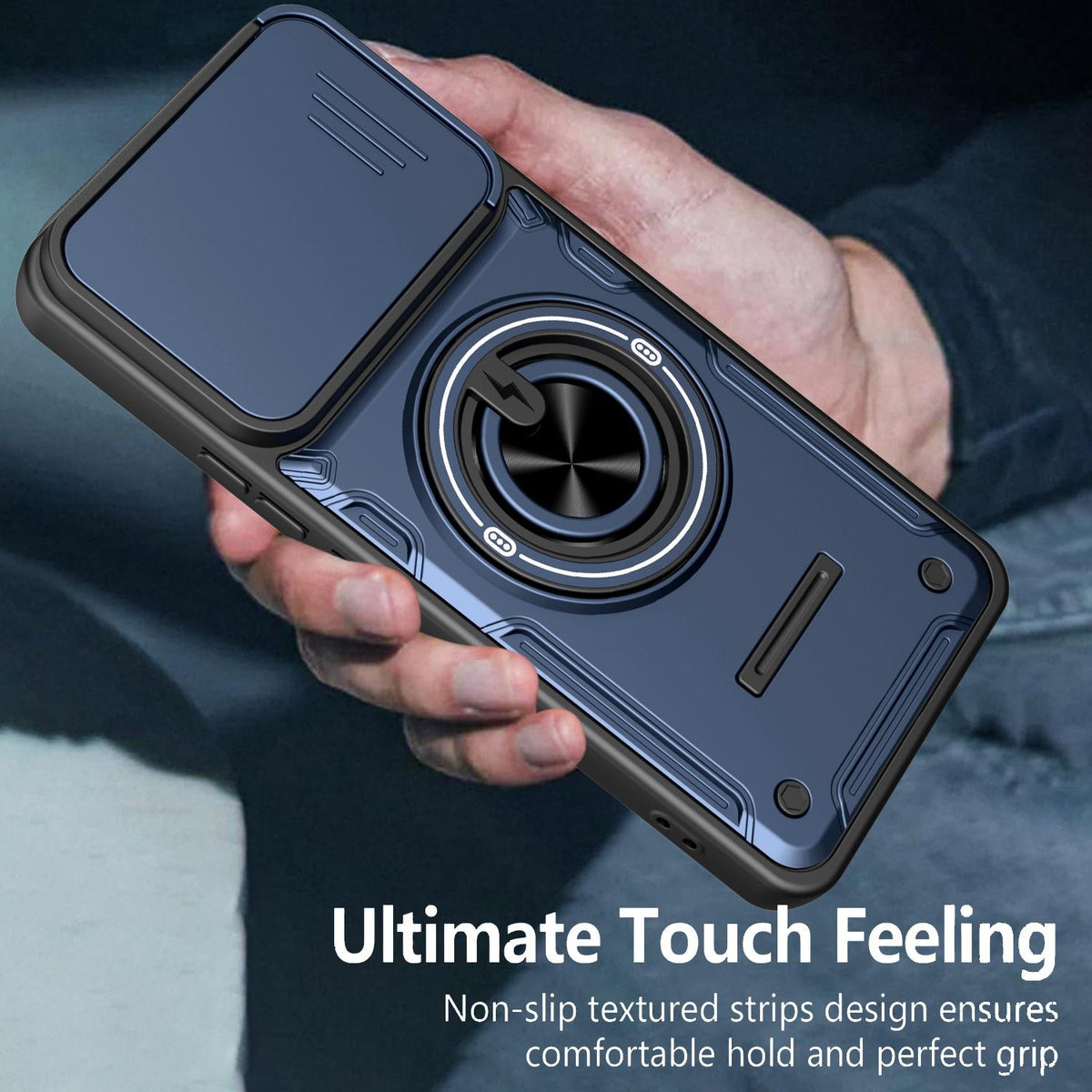 For vivo V60 Lite 4G / 5G Multifunctional Sliding Camshield Ring Holder Phone Case - Orange - EDA009722401A