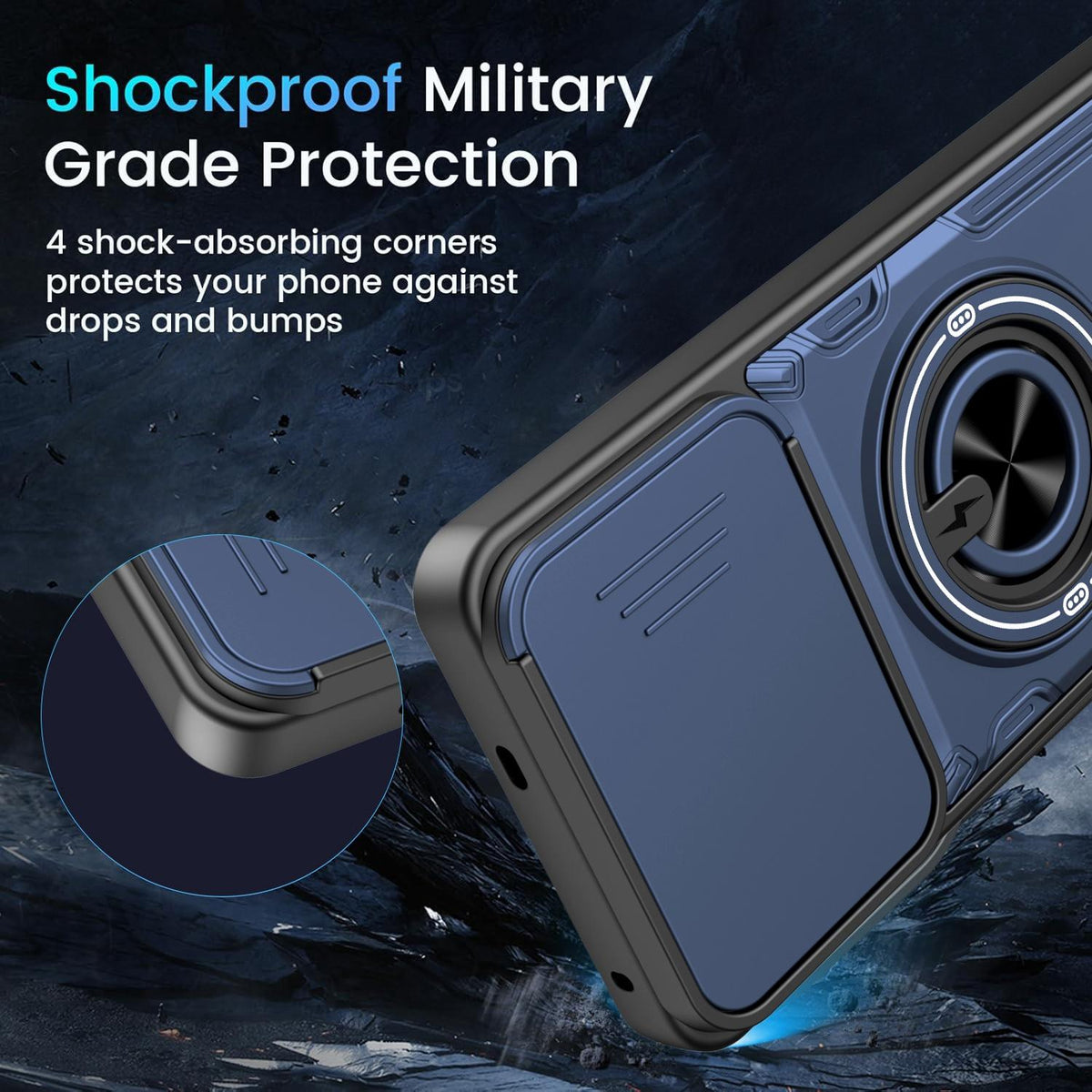 For vivo V60 Lite 4G / 5G Multifunctional Sliding Camshield Ring Holder Phone Case - Black - EDA009722401C