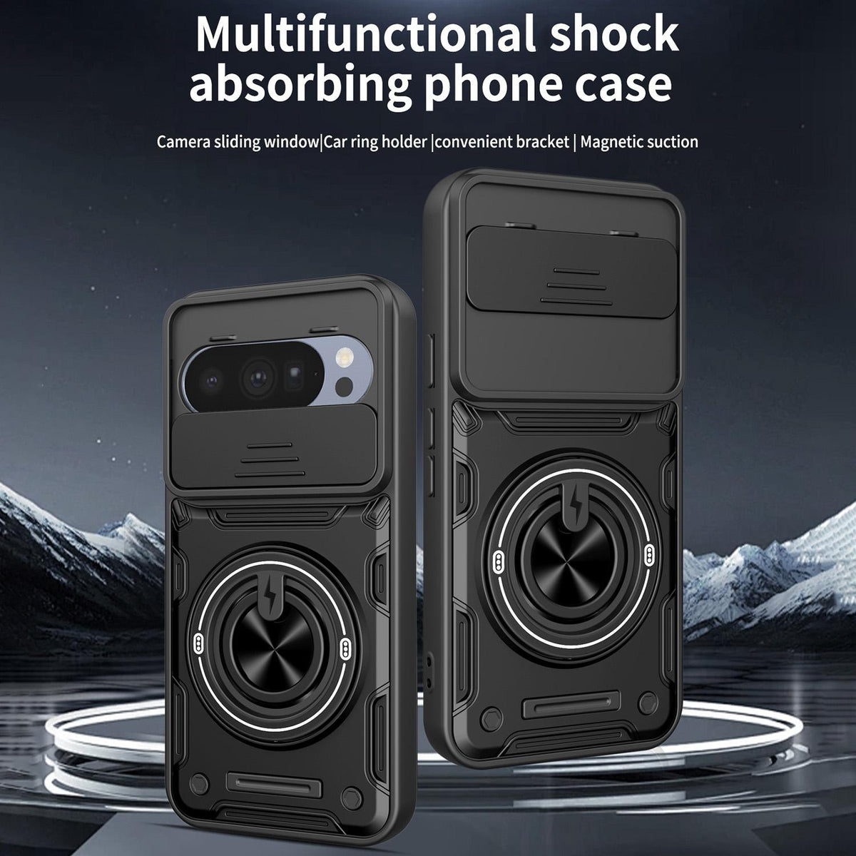 For Google Pixel 10 / 10 Pro Multifunctional Sliding Camshield Ring Holder Phone Case - Orange - EDA009722501A