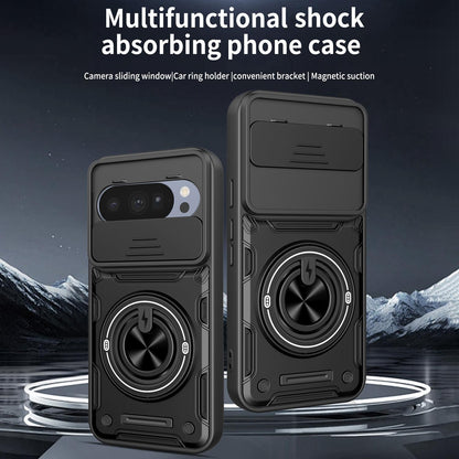 For Google Pixel 10 / 10 Pro Multifunctional Sliding Camshield Ring Holder Phone Case - Orange - EDA009722501A