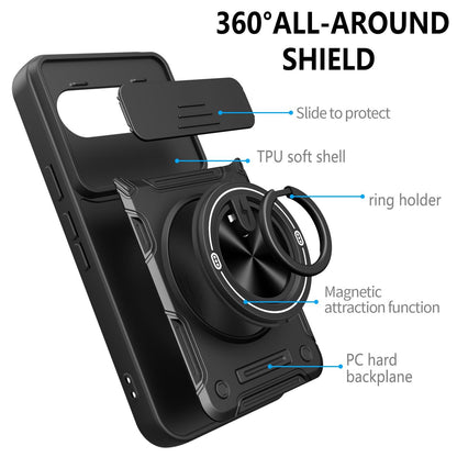 For Google Pixel 10 / 10 Pro Multifunctional Sliding Camshield Ring Holder Phone Case - Orange - EDA009722501A