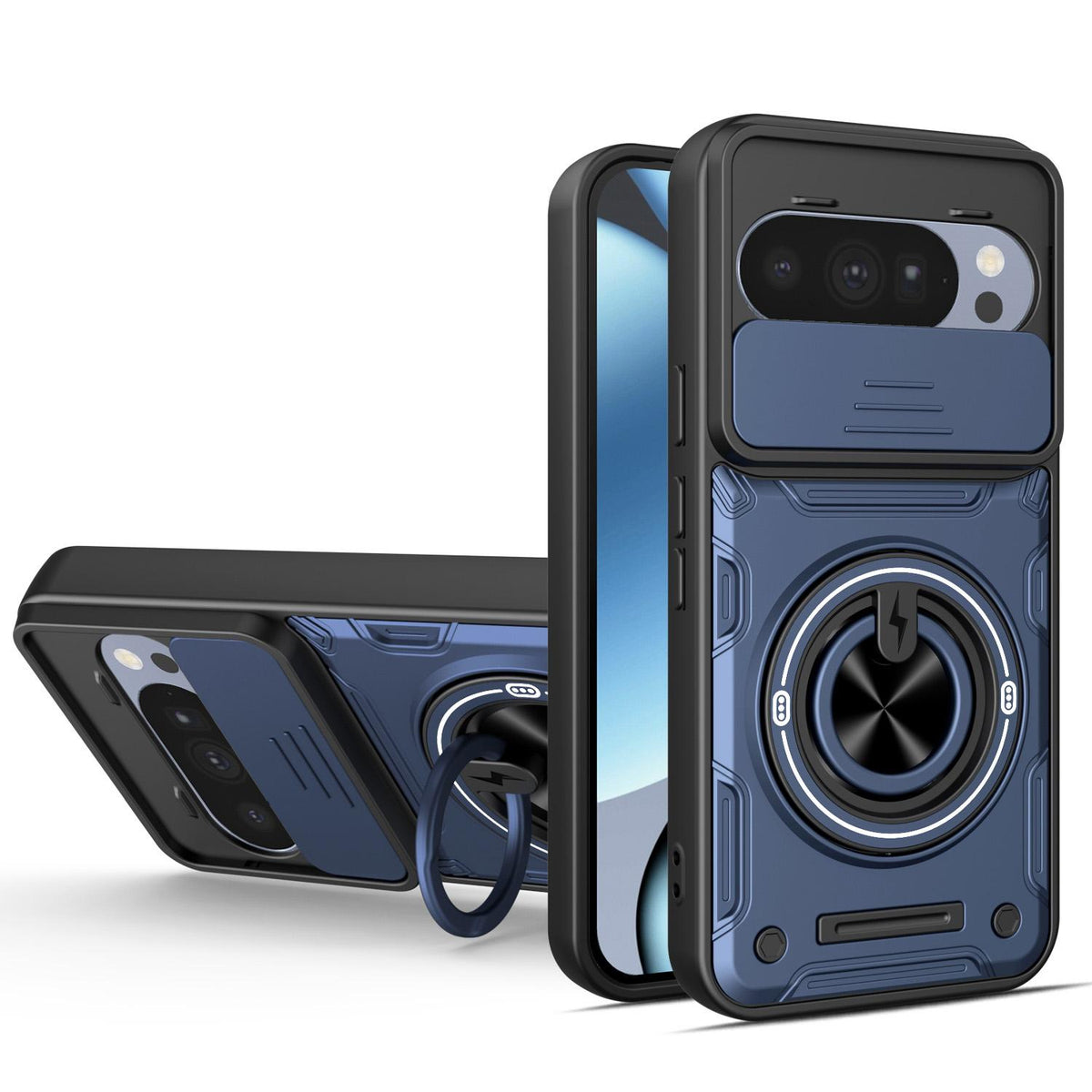 For Google Pixel 10 / 10 Pro Multifunctional Sliding Camshield Ring Holder Phone Case - Blue - EDA009722501B