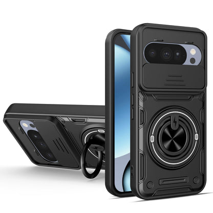 For Google Pixel 10 / 10 Pro Multifunctional Sliding Camshield Ring Holder Phone Case - Black - EDA009722501C