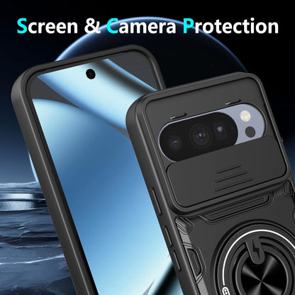 For Google Pixel 10 / 10 Pro Multifunctional Sliding Camshield Ring Holder Phone Case - Black - EDA009722501C