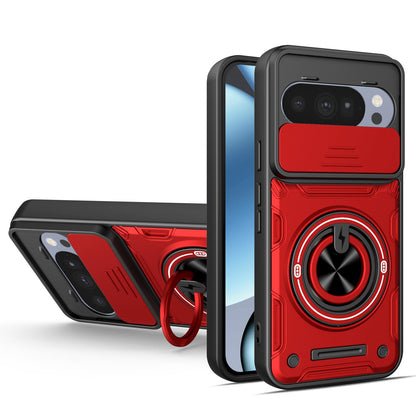 For Google Pixel 10 / 10 Pro Multifunctional Sliding Camshield Ring Holder Phone Case - Red - EDA009722501D