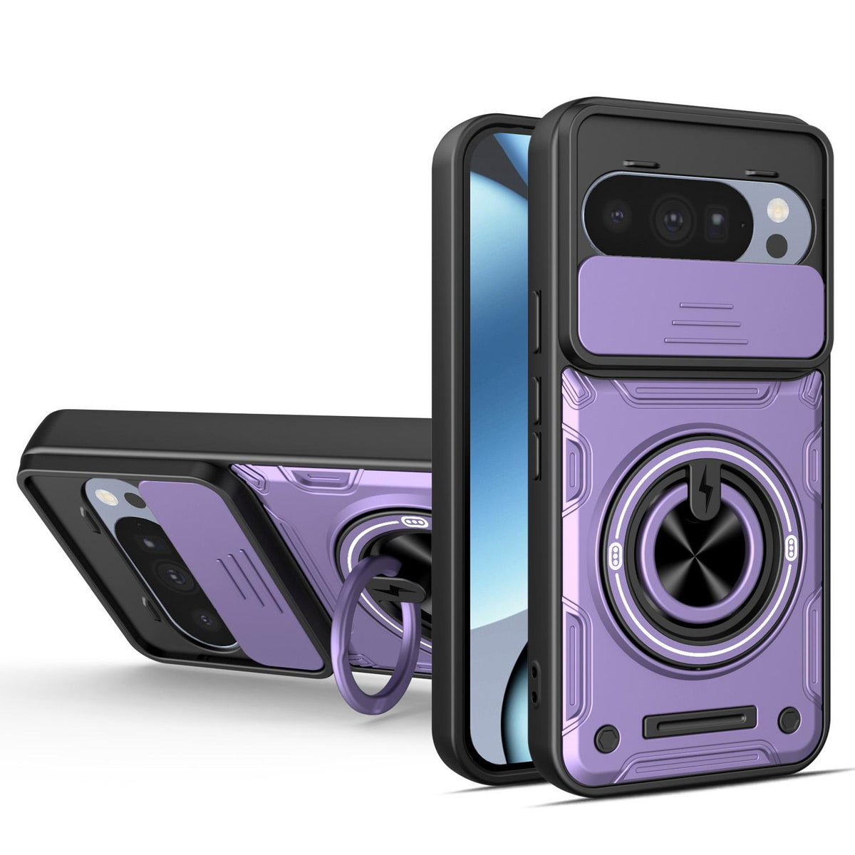For Google Pixel 10 / 10 Pro Multifunctional Sliding Camshield Ring Holder Phone Case - Purple - EDA009722501E