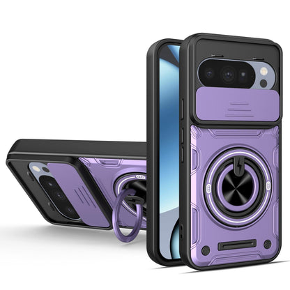For Google Pixel 10 / 10 Pro Multifunctional Sliding Camshield Ring Holder Phone Case - Purple - EDA009722501E