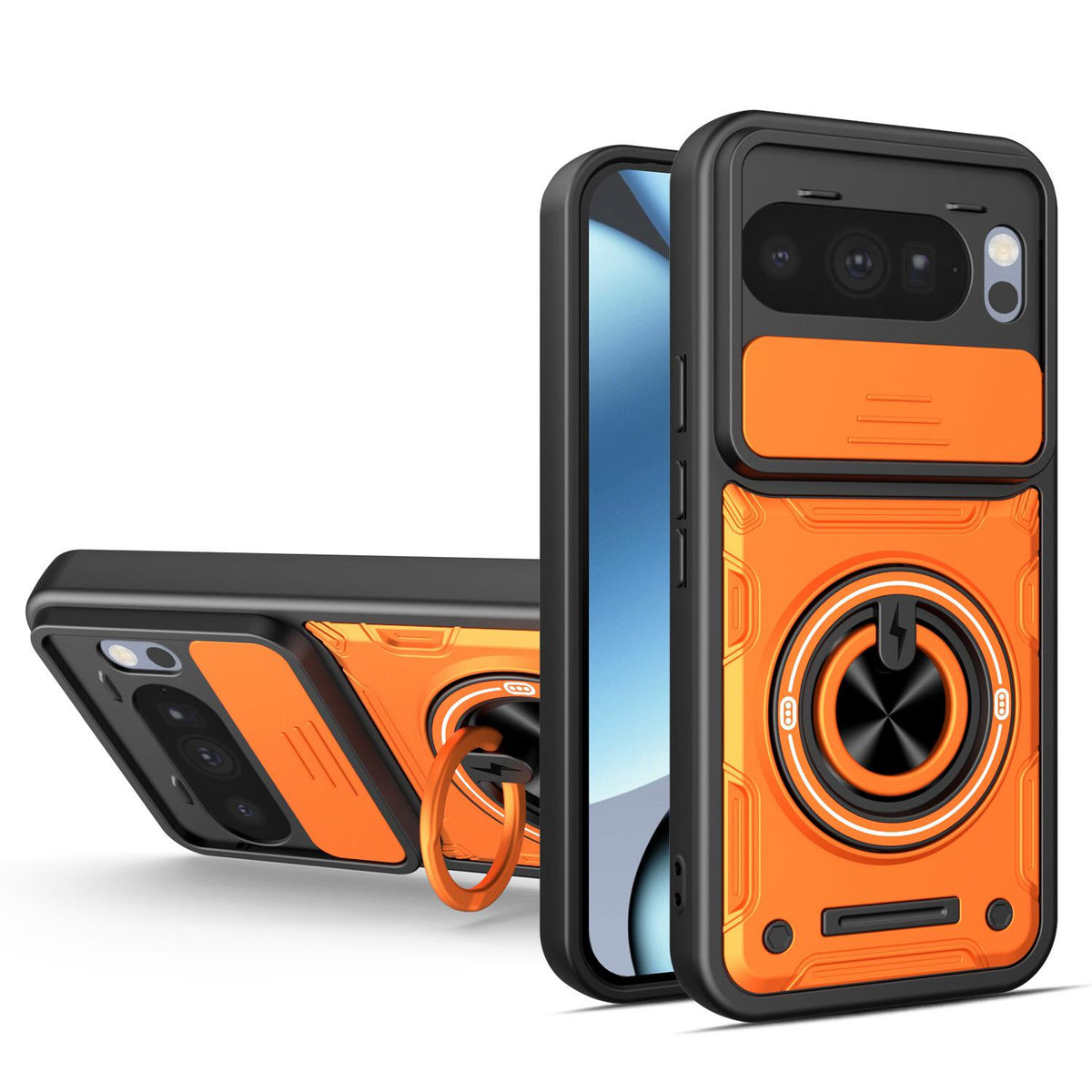 For Google Pixel 10 Pro XL Multifunctional Sliding Camshield Ring Holder Phone Case - Orange - EDA009722502A