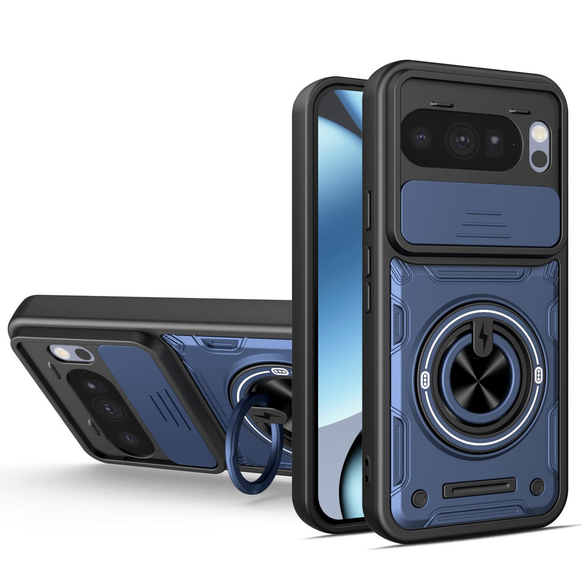 For Google Pixel 10 Pro XL Multifunctional Sliding Camshield Ring Holder Phone Case - Blue - EDA009722502B