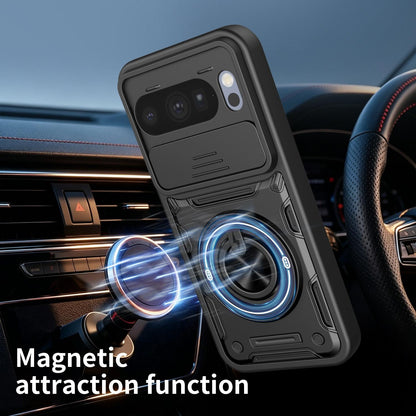 For Google Pixel 10 Pro XL Multifunctional Sliding Camshield Ring Holder Phone Case - Blue - EDA009722502B