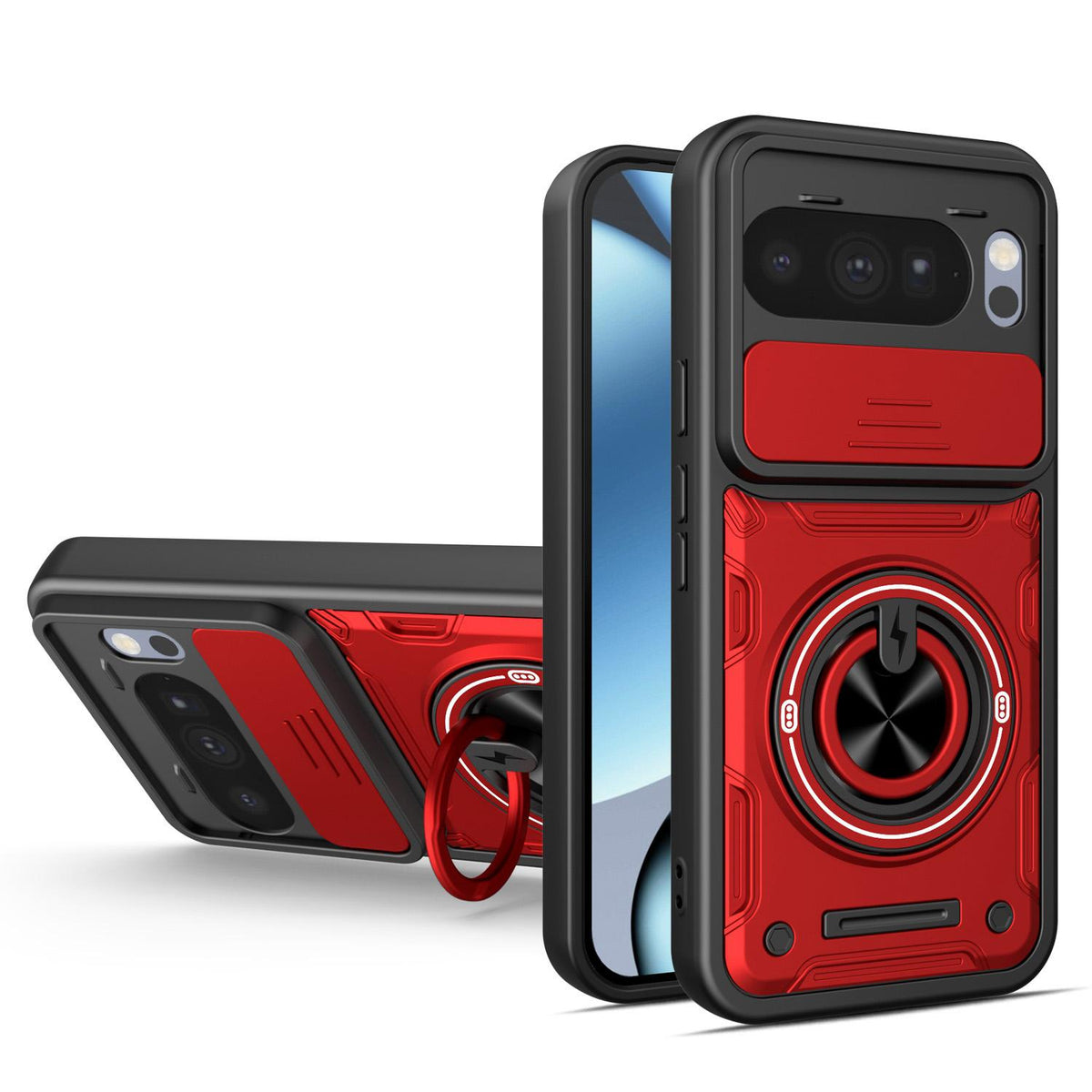 For Google Pixel 10 Pro XL Multifunctional Sliding Camshield Ring Holder Phone Case - Red - EDA009722502D