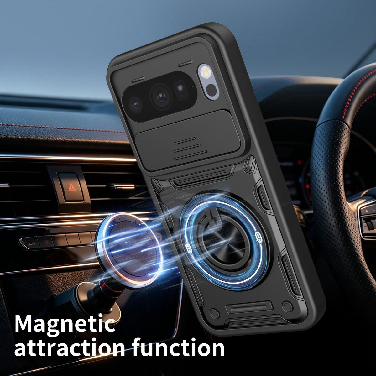 For Google Pixel 10 Pro XL Multifunctional Sliding Camshield Ring Holder Phone Case - Red - EDA009722502D