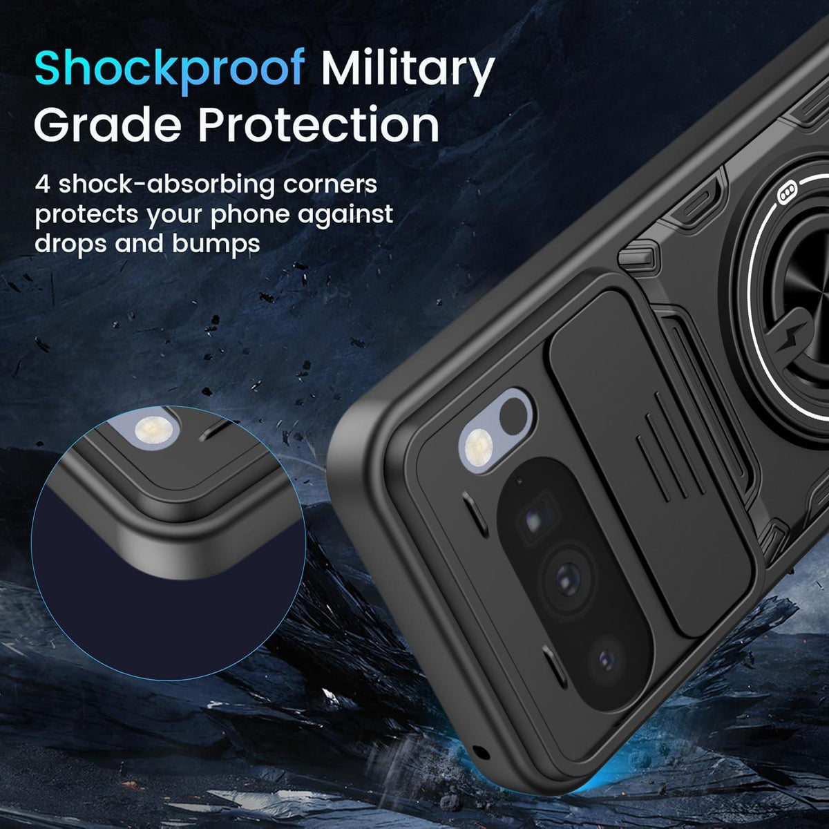 For Google Pixel 10 Pro XL Multifunctional Sliding Camshield Ring Holder Phone Case - Red - EDA009722502D