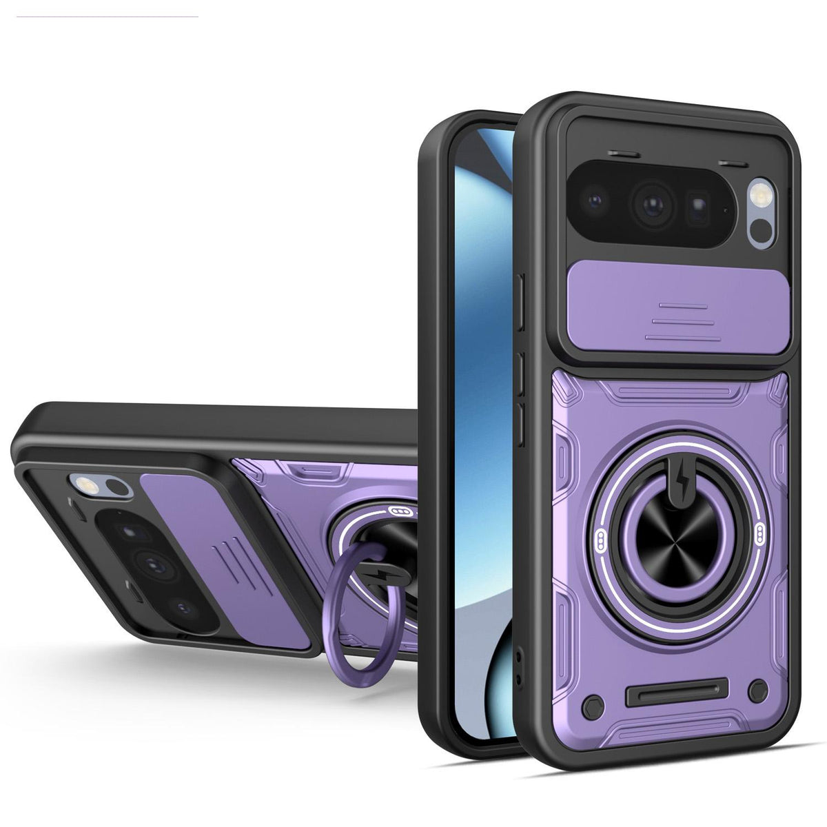 For Google Pixel 10 Pro XL Multifunctional Sliding Camshield Ring Holder Phone Case - Purple - EDA009722502E