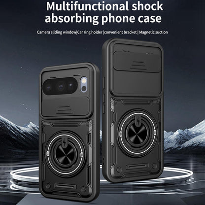 For Google Pixel 10 Pro XL Multifunctional Sliding Camshield Ring Holder Phone Case - Purple - EDA009722502E