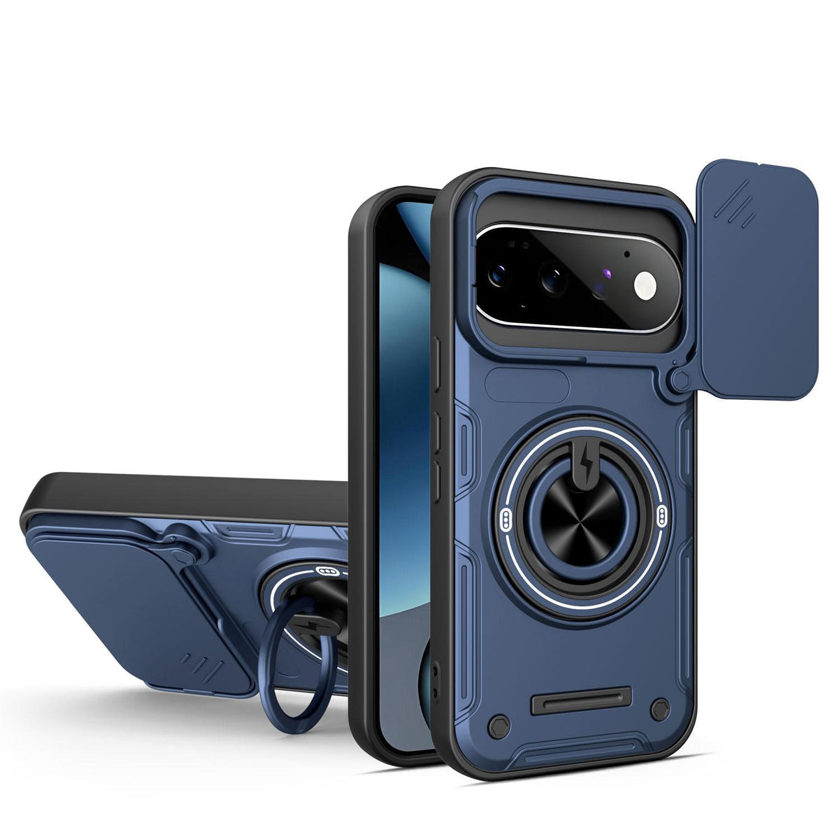 For Google Pixel 11 / 11 Pro Multifunctional Sliding Camshield Ring Holder Phone Case - Blue - EDA009722503B