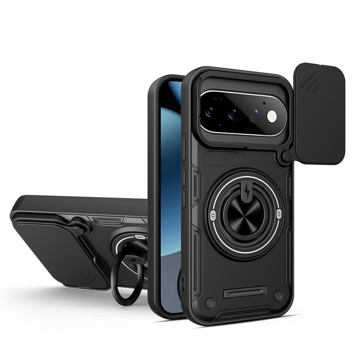 For Google Pixel 11 / 11 Pro Multifunctional Sliding Camshield Ring Holder Phone Case - Black - EDA009722503C
