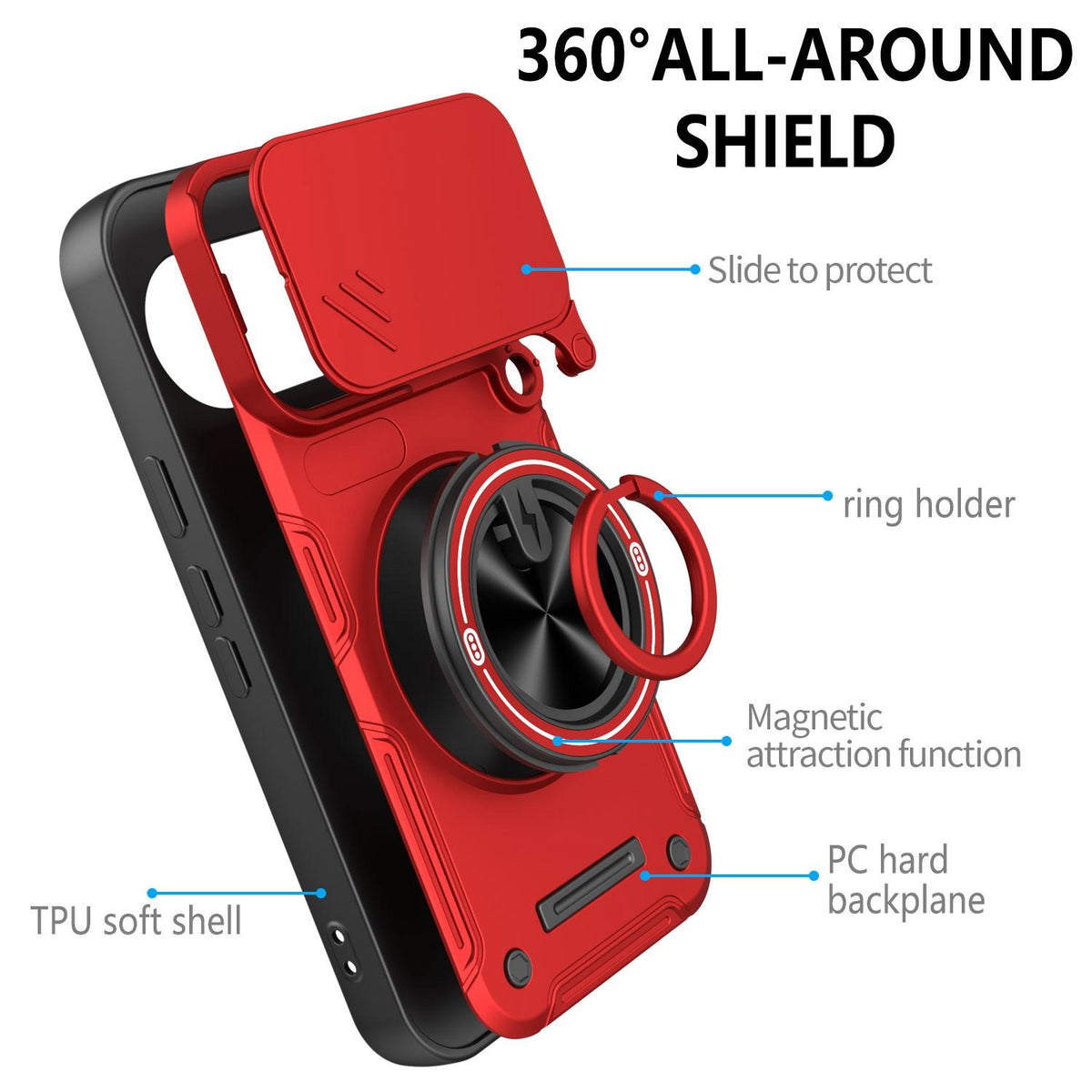 For Google Pixel 11 / 11 Pro Multifunctional Sliding Camshield Ring Holder Phone Case - Black - EDA009722503C