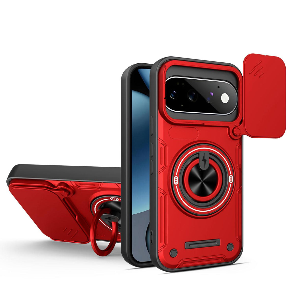 For Google Pixel 11 / 11 Pro Multifunctional Sliding Camshield Ring Holder Phone Case - Red - EDA009722503D