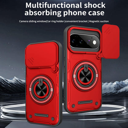 For Google Pixel 11 / 11 Pro Multifunctional Sliding Camshield Ring Holder Phone Case - Red - EDA009722503D