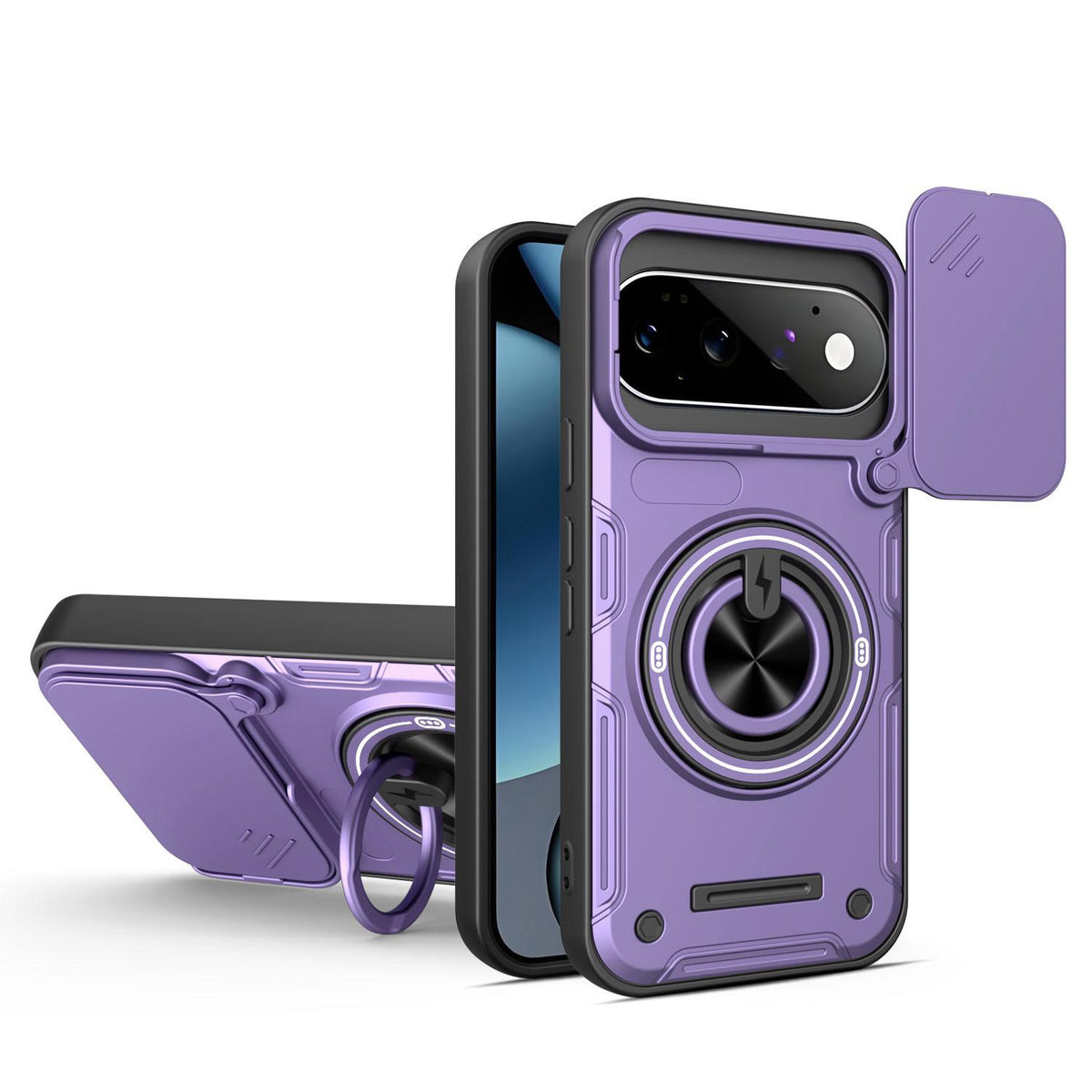 For Google Pixel 11 / 11 Pro Multifunctional Sliding Camshield Ring Holder Phone Case - Purple - EDA009722503E