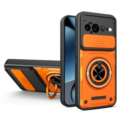 For Google Pixel 11 Pro XL Multifunctional Sliding Camshield Ring Holder Phone Case - Orange - EDA009722504A