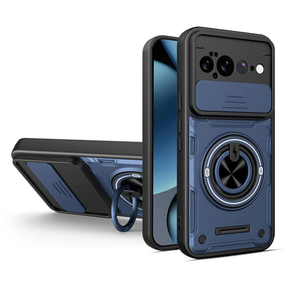 For Google Pixel 11 Pro XL Multifunctional Sliding Camshield Ring Holder Phone Case - Blue - EDA009722504B