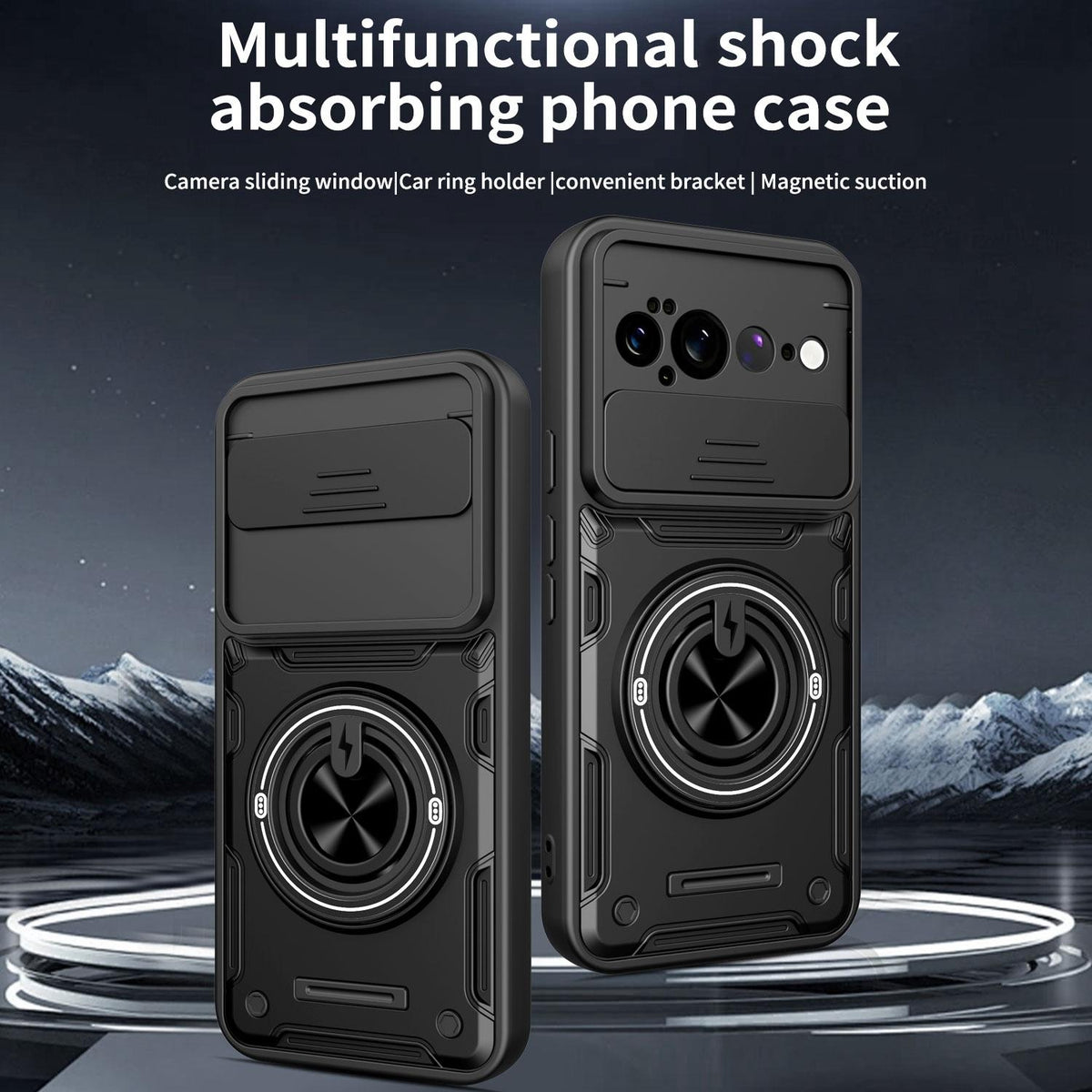 For Google Pixel 11 Pro XL Multifunctional Sliding Camshield Ring Holder Phone Case - Red - EDA009722504D