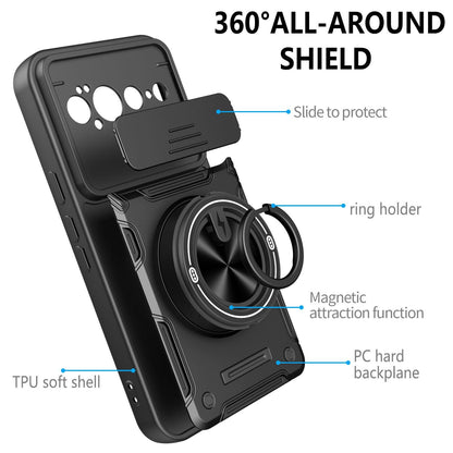 For Google Pixel 11 Pro XL Multifunctional Sliding Camshield Ring Holder Phone Case - Red - EDA009722504D