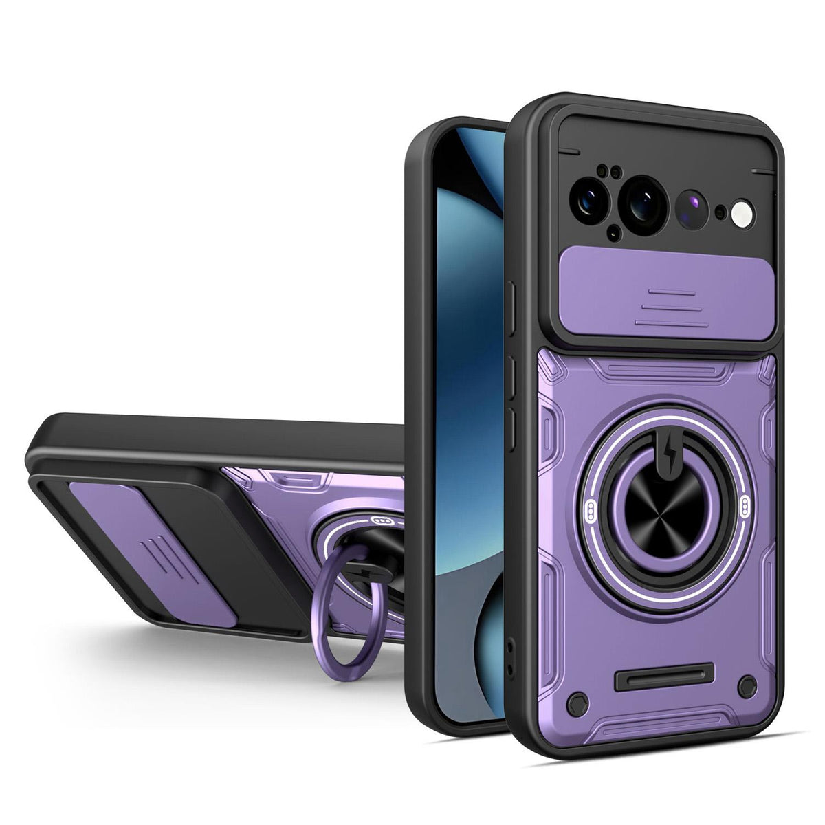 For Google Pixel 11 Pro XL Multifunctional Sliding Camshield Ring Holder Phone Case - Purple - EDA009722504E