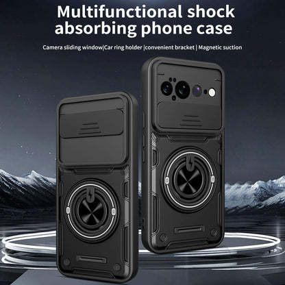 For Google Pixel 11 Pro XL Multifunctional Sliding Camshield Ring Holder Phone Case - Purple - EDA009722504E