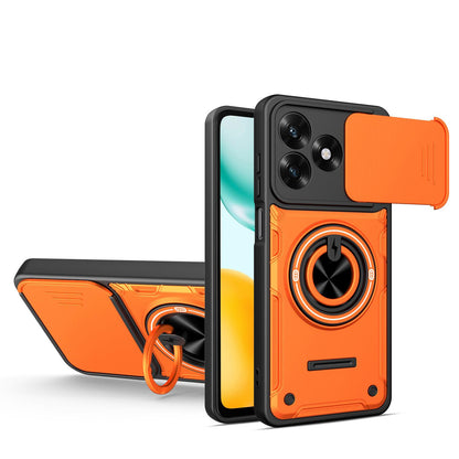For Honor X5c 4G / X5c Plus Multifunctional Sliding Camshield Ring Holder Phone Case - Orange - EDA009722601A