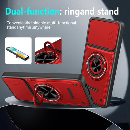 For Honor X5c 4G / X5c Plus Multifunctional Sliding Camshield Ring Holder Phone Case - Blue - EDA009722601B
