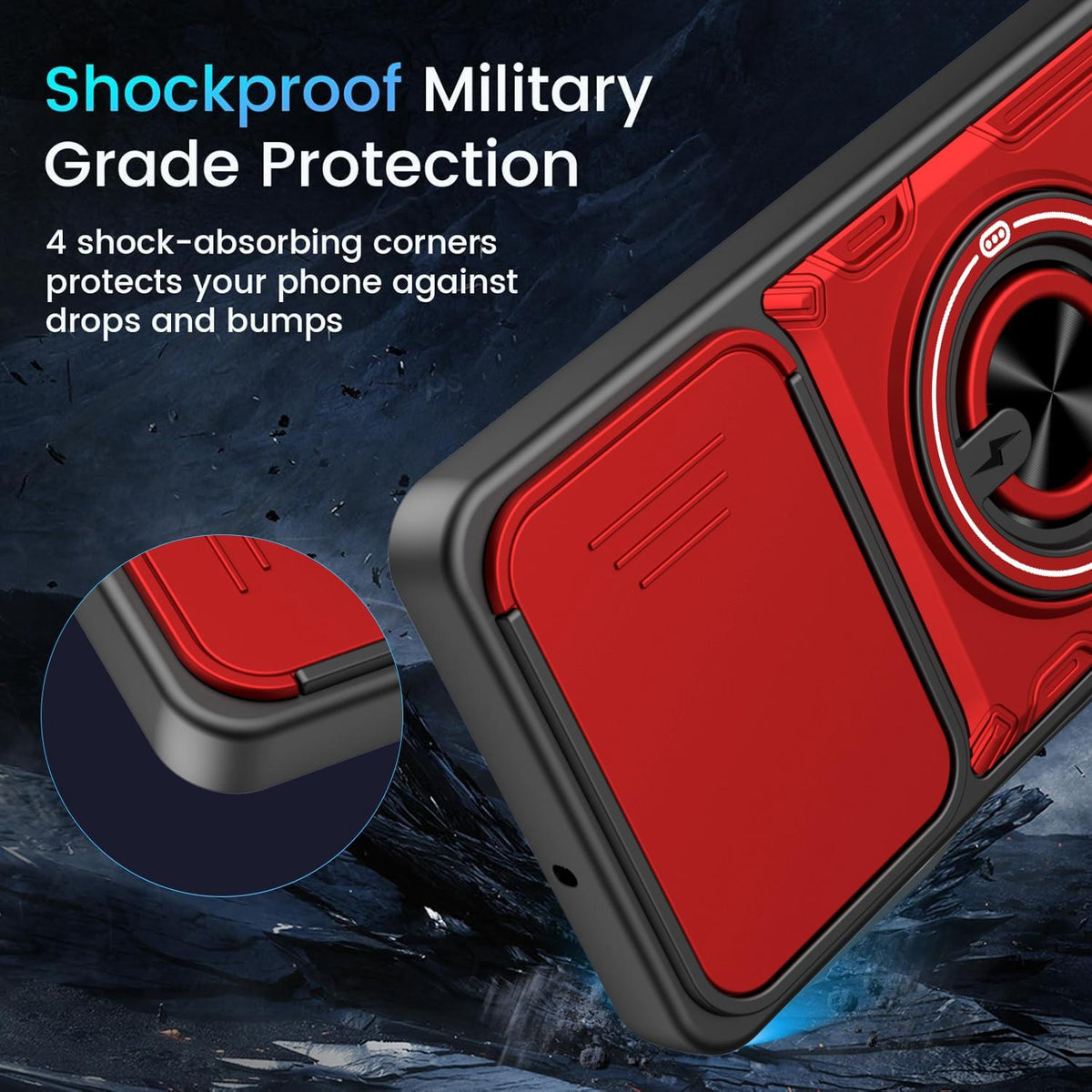 For Honor X5c 4G / X5c Plus Multifunctional Sliding Camshield Ring Holder Phone Case - Black - EDA009722601C