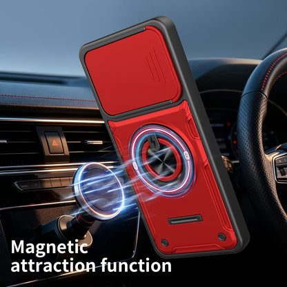 For Honor X5c 4G / X5c Plus Multifunctional Sliding Camshield Ring Holder Phone Case - Red - EDA009722601D