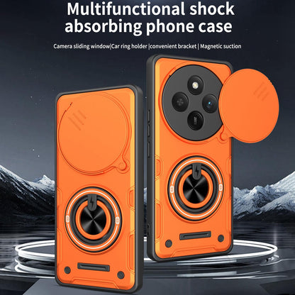 For Honor X9c / X60 Pro / Magic7 Lite Multifunctional Sliding Camshield Ring Holder Phone Case - Orange - EDA009722605A