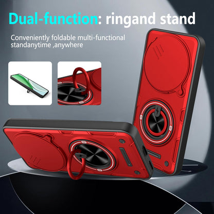 For Honor X70 5G / X9d Multifunctional Sliding Camshield Ring Holder Phone Case - Orange - EDA009722606A